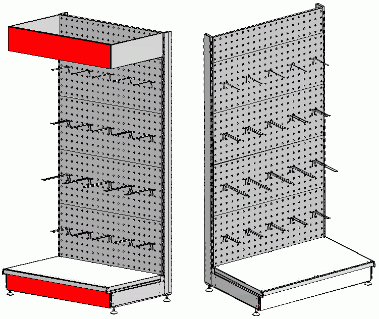 Стеллаж пристенный прямой с перфорированными панелями